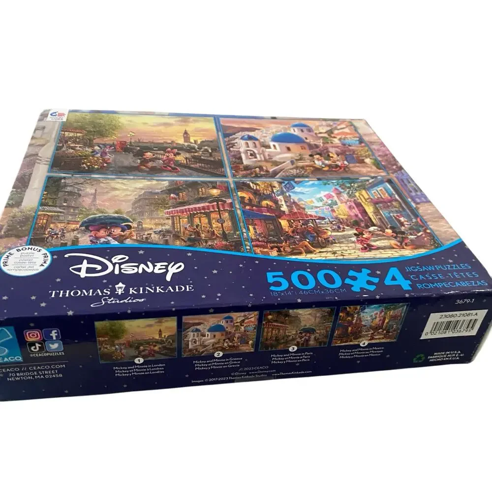 NIB Disney Collection Thomas Kinkade 4-in-1 Multipack World Travel Jigsaw Puzzle